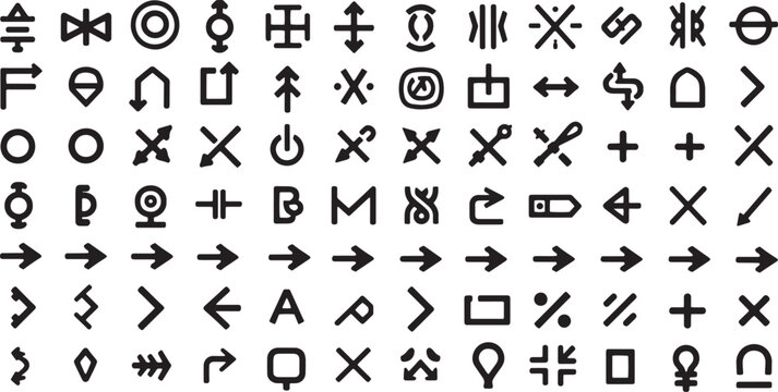 Set of Unique Abstract Symbols in Black and White
