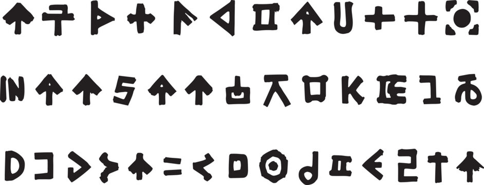 Set of Unique Abstract Symbols in Black and White