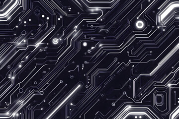 Poster - A digital abstract background with glowing blue and purple connections forms the shape of an AI brain on a dark gradient, ideal for tech presentations and social network banners.