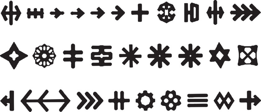 Set of Unique Abstract Symbols in Black and White