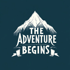 Poster - Logo, elegant style with text THE ADVENTURE BEGINS, soft lines and shapes, simple minimalistic style
