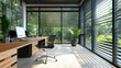 © Suphawan - Sleek aluminum louver windows in an office space, open to reduce glare while allowing airflow.