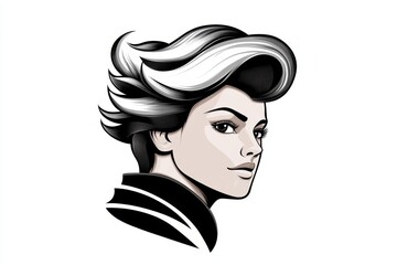 Poster - A simple line drawing of a hairstyle with waves, representing elegance and style