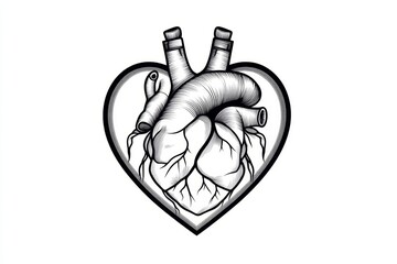 Poster - Minimalist outline of a heart shape, drawn with a single clean line on a white background