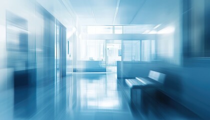 Poster - Hospital And Clinic Interior With Abstract Blurred Effect. Perfect For Backgrounds Or Medical-Related Designs. Captures The Essence Of A Busy Medical Setting.