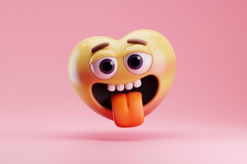 Poster - A heart shaped emoticon with a mischievous grin and tongue sticking out.