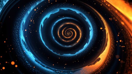 Poster - A mesmerizing swirl of blue and orange hues creating a cosmic vortex, evoking a sense of depth and movement.