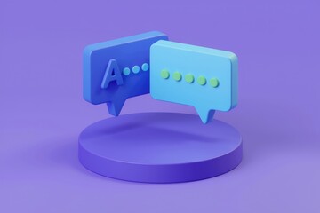 Fototapete - 3D rendering of two speech bubbles with dots  representing a conversation.