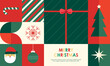 © Tweenytree23 - Geometric Christmas Seamless Pattern with Christmas Flat Icons Elements for Wrapping Paper, Background, or Wallpaper