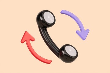 Aufkleber - Black phone receiver with red up arrow and purple down arrow