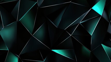 Poster - A striking abstract background featuring glossy, black geometric shapes with a hint of teal, creating a modern aesthetic.
