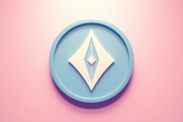 Leinwandbilder - Diamond symbol on blue circle against pink background.