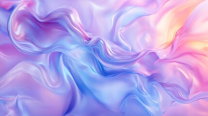 Poster - Abstract background with smooth flowing iridescent colors of pink, blue and yellow.