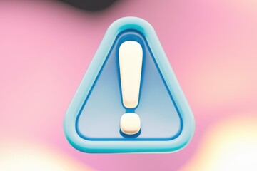 Poster - a 3d rendering of an exclamation mark in a blue triangular warning sign.