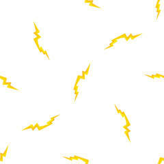 Poster - Yellow lightning bolts create a dynamic seamless pattern against a clean white backdrop