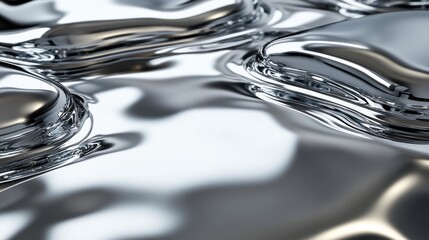 Poster - Close-up of fluid metallic textures creating a mesmerizing, reflective surface.