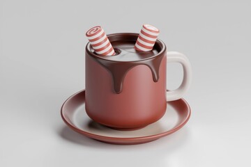 Poster - A cup of hot chocolate with marshmallows on top  perfect for a cozy evening.