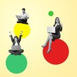 © BillionPhotos.com - Collage picture of cheerful people on colored circles studying