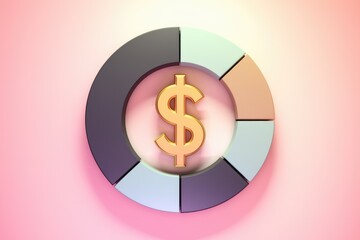 Poster - A golden dollar sign in the center of a colorful pie chart.