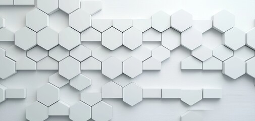 Leinwandbilder - A modern, abstract background featuring interlocking hexagonal shapes in a sleek, white design.