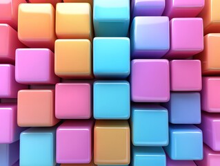 Poster - Colorful 3D blocks arranged in a random pattern, with a light, glossy texture.