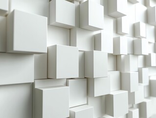 Poster - Abstract white cube wall pattern background texture.