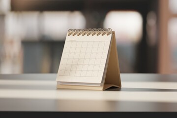 Poster - A blank desk calendar with a brown stand  ready for appointments.