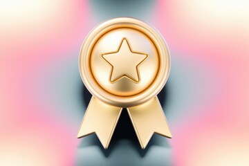Aufkleber - Golden badge with a star  a symbol of achievement.