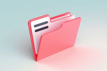 Leinwandbilder - 3D render of a pink folder icon with a white flap.