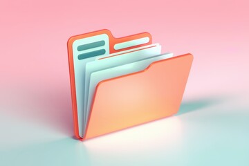 Leinwandbilder - A 3D rendering of an open folder with a pink and blue background.