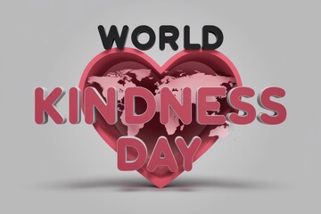 Poster - World Kindness Day celebrated with heart and world map
