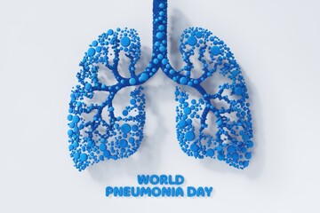 Poster - World Pneumonia Day  Blue lung illustration made of circles