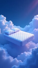 Poster - A white mattress is floating in the sky