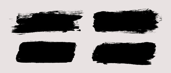 Aufkleber - Brush strokes vector. Painted line and rectangle banner collection. Long and wide grunge background. Grain texture design elements
