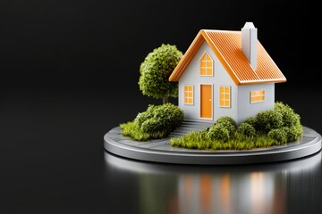 Poster - A minimalist house icon with a door, two windows, and a simple roof, representing a welcoming home