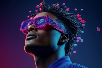 Poster - A pixel art hairstyle with tiny pixelated strands and bright colors, styled like a retro video game character