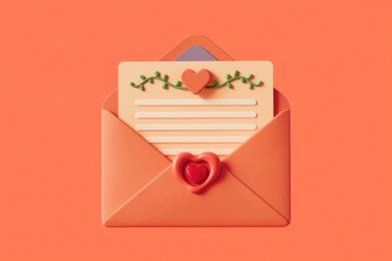Poster - A closed envelope with a heart seal  ready for a love letter