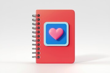 Leinwandbilder - A red notebook with a heart on the cover.
