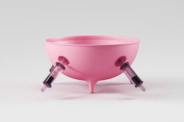 Poster - Pink bowl with three syringes inserted into it