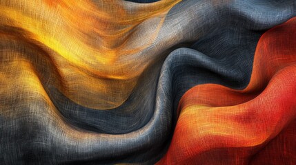 Poster - A piece of cloth with a red, yellow and black stripe