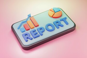 Aufkleber - 3D illustration of a report with charts and graphs.