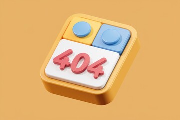 Fototapete - A 3D illustration of a 404 error message.