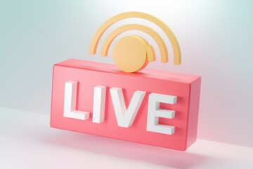 Poster - 3D rendering of a live broadcast icon.