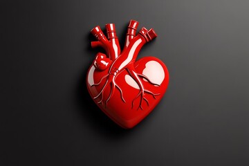 Poster - Simple icon of a heart with a small, centered shadow for subtle 3D effect, on a plain background