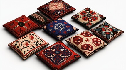 Poster - Patterned Floor Cushions in Warm Earth Tones
