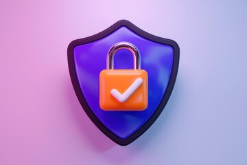 Aufkleber - A 3D render of a blue shield with a locked padlock inside.