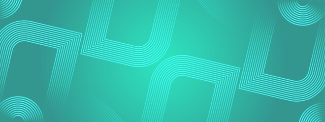 Poster - Green Abstract Banner With Geometric Lines Design Ideal for Post, Background, Banner, Ad, Promo, Invitation, Etc