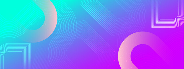 Poster - Blue and Purple Violet Abstract Banner Geometric Lines Pattern Ideal for Post, Background, Banner, Ad, Promo, Invitation, Etc