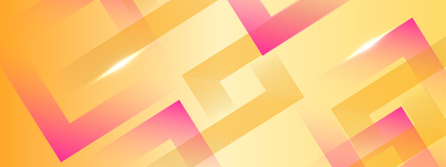 Poster - Orange and Pink Abstract Banner With Geometric Lines Design Ideal for Post, Background, Banner, Ad, Promo, Invitation, Etc