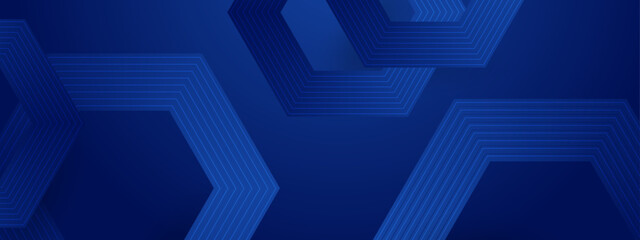 Poster - Blue Abstract Banner With Geometric Lines Design Ideal for Post, Background, Banner, Ad, Promo, Invitation, Etc